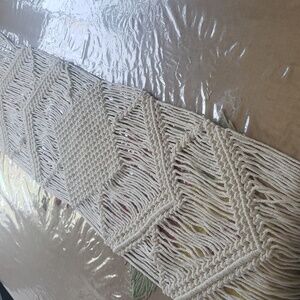 Macramé Boho White Runner Table New